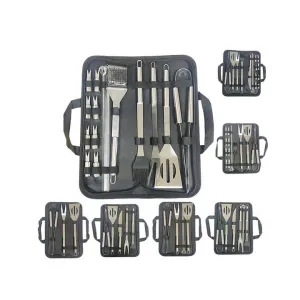 شواء أدوات الشواء مجموعة مع ملعقة شوكة ملقط و تنظيف فرشاة BBQ Grill Tools Set with Spoon Fork Tongs and Cleaning Brush for Complete Barbecue Accessories Kit with Portable Bag