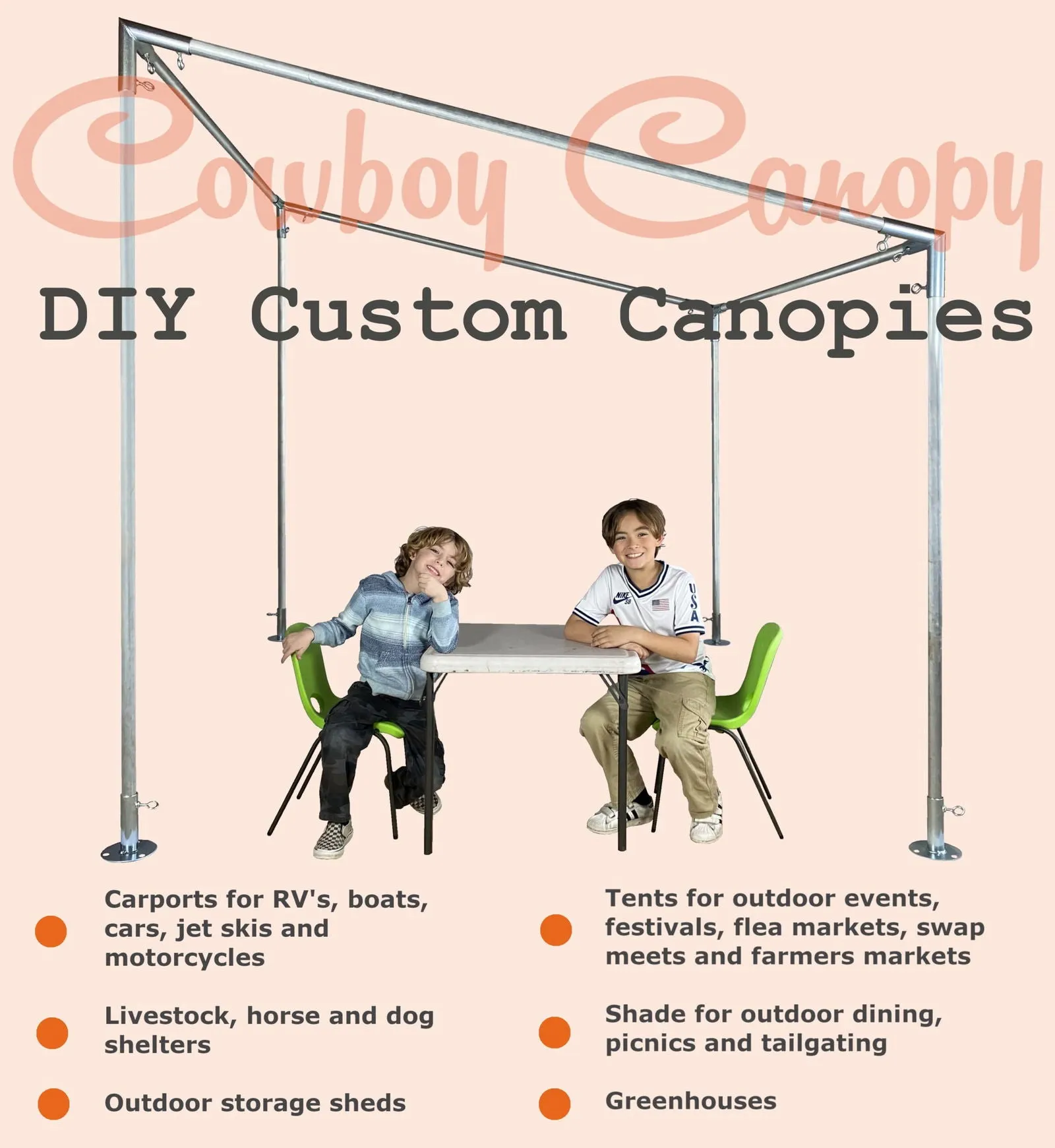 10' x 20' Slope, Lean-to Canopy Fittings Kits, DIY Metal Carport Frame Parts, 1" EMT