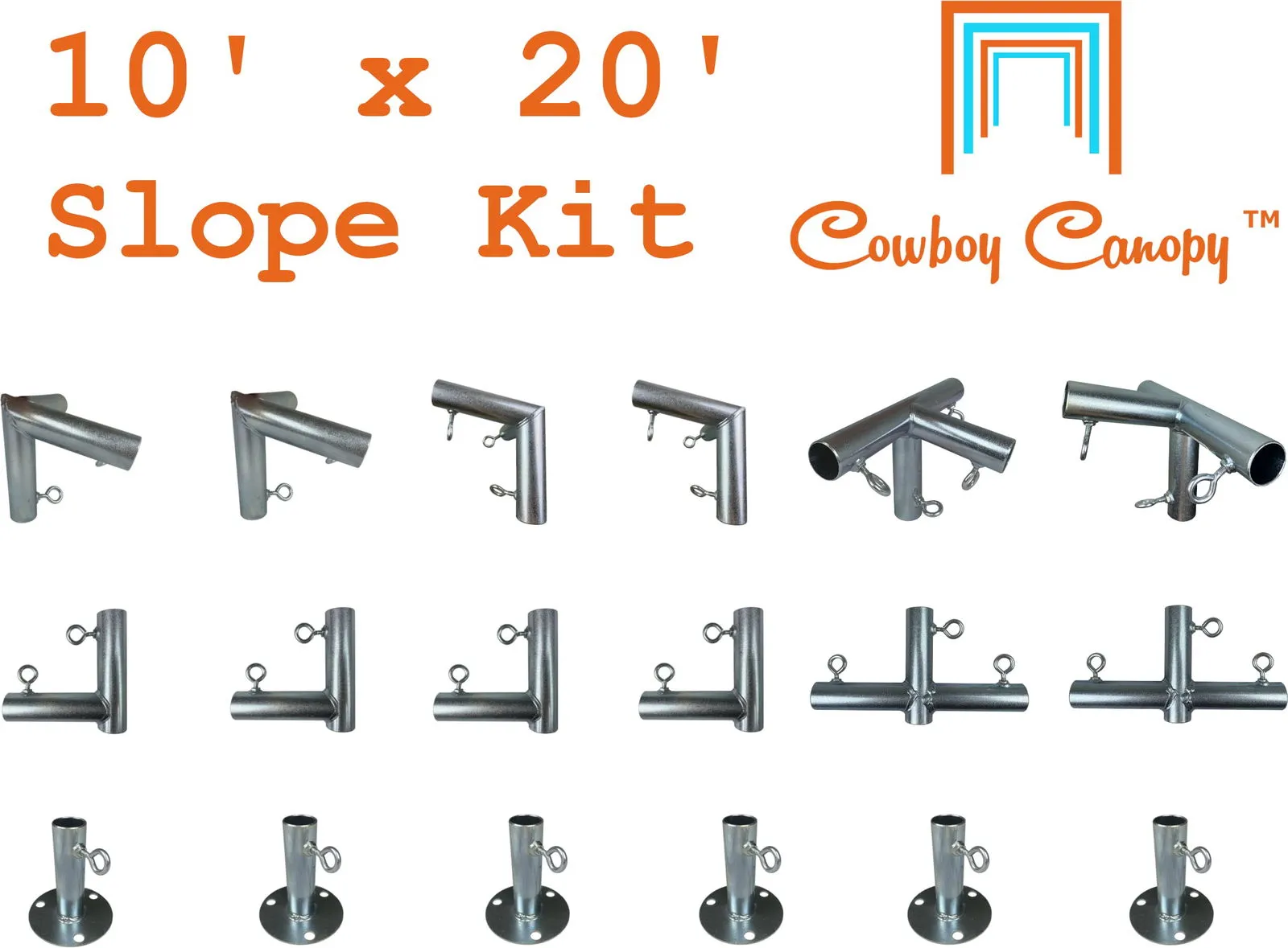 10' x 20' Slope, Lean-to Canopy Fittings Kits, DIY Metal Carport Frame Parts, 1" EMT