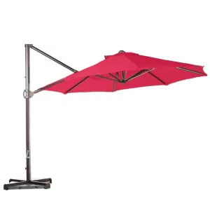 10ft Cantilever Supported Bar Umbrella 8 Rib Replacement Canopy Red