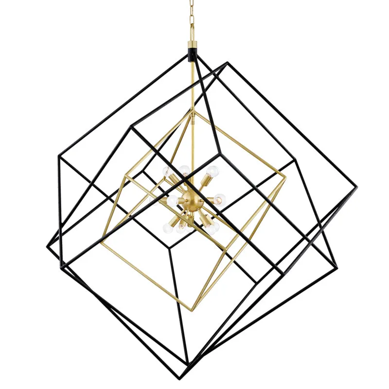 15 Light Pendant from the Roundout Collection in Aged Brass/Black Finish by Hudson Valley