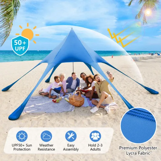 20 x 20 Feet Beach Canopy Tent with UPF50  Sun Protection and Shovel-Blue