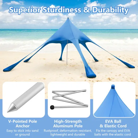 20 x 20 Feet Beach Canopy Tent with UPF50  Sun Protection and Shovel-Blue