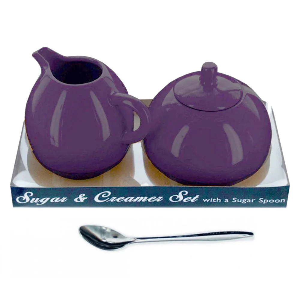 3 Pc Creamer Sugar Spoon Set Ceramic Cream Coffee Bowl Collectable Azucar Jar