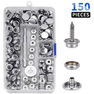 30/150 Pieces Stainless Steel Marine Grade Canvas and Upholstery Boat Cover Snap Button Fastener Kit 15mm Screws Snaps with tool
