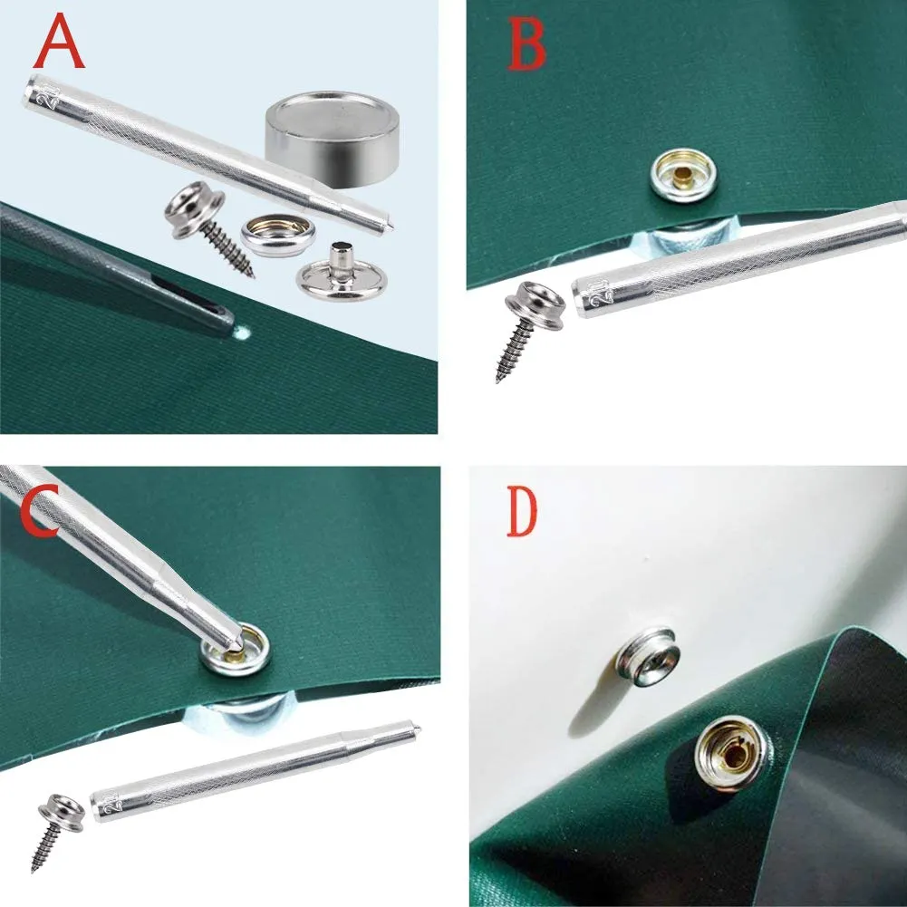 30/150 Pieces Stainless Steel Marine Grade Canvas and Upholstery Boat Cover Snap Button Fastener Kit 15mm Screws Snaps with tool