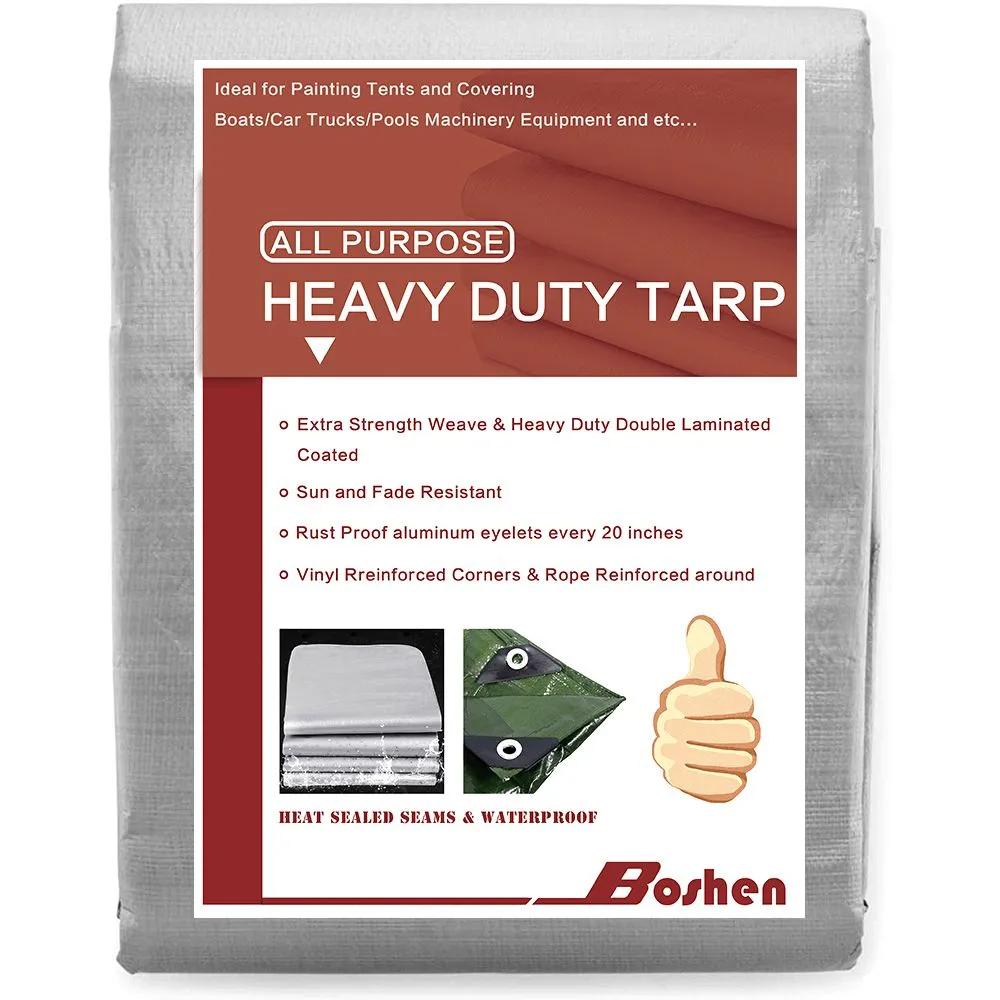 6 x 10ft Silver Waterproof Poly Tarp 10mil