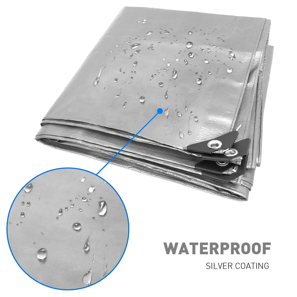 6 x 10ft Silver Waterproof Poly Tarp 10mil