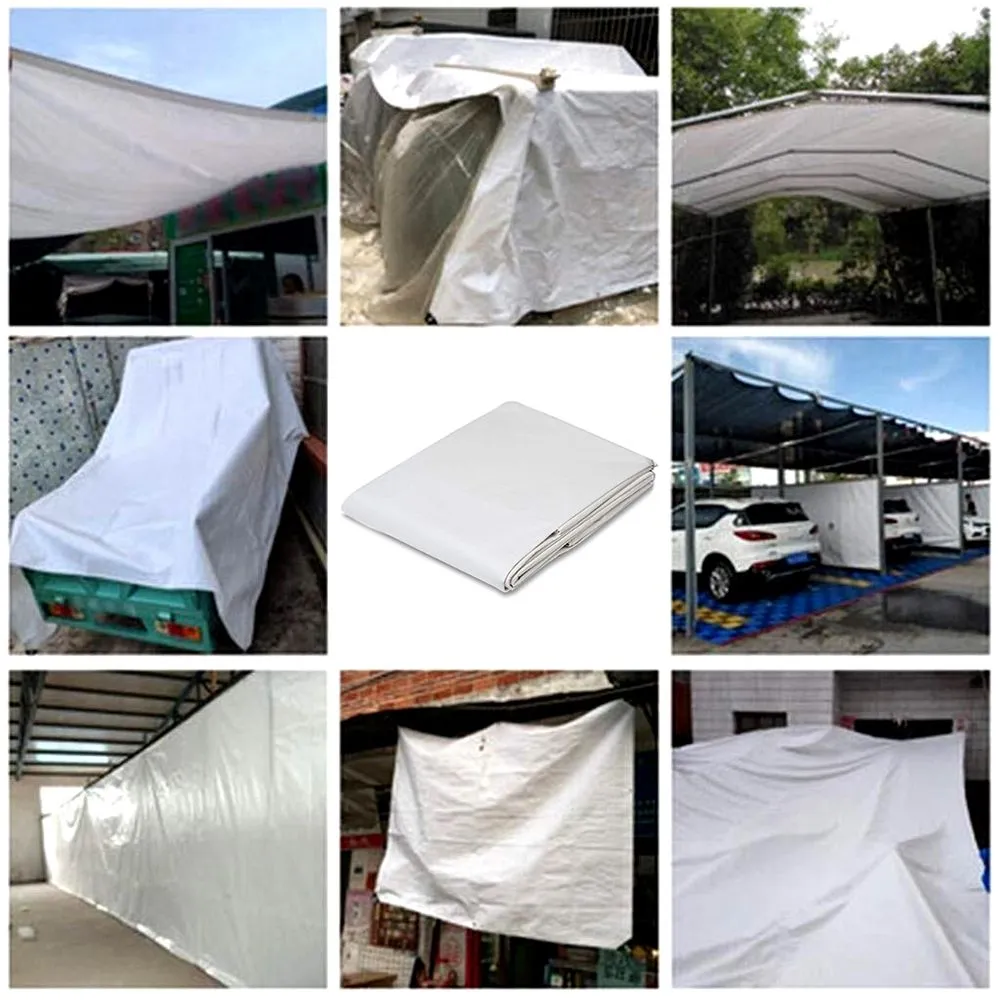 6 x 10ft White Waterproof Poly Tarp 12mil