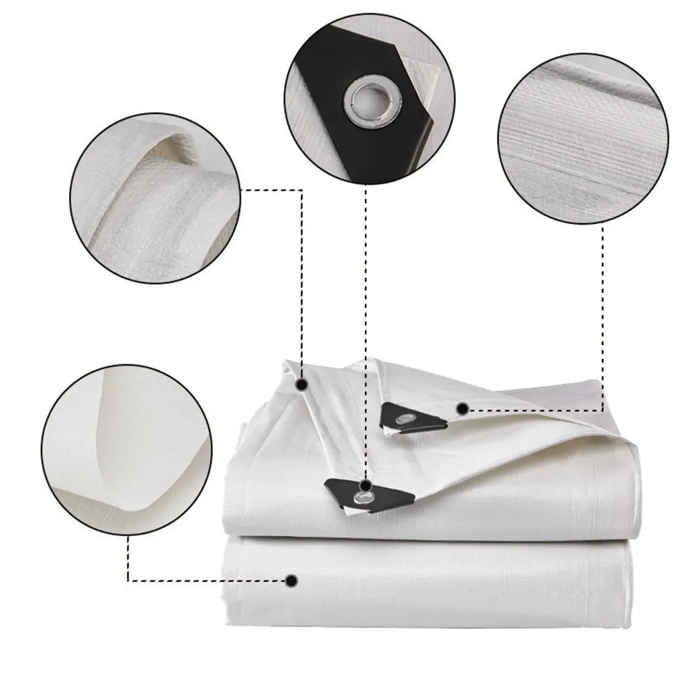 6 x 10ft White Waterproof Poly Tarp 12mil