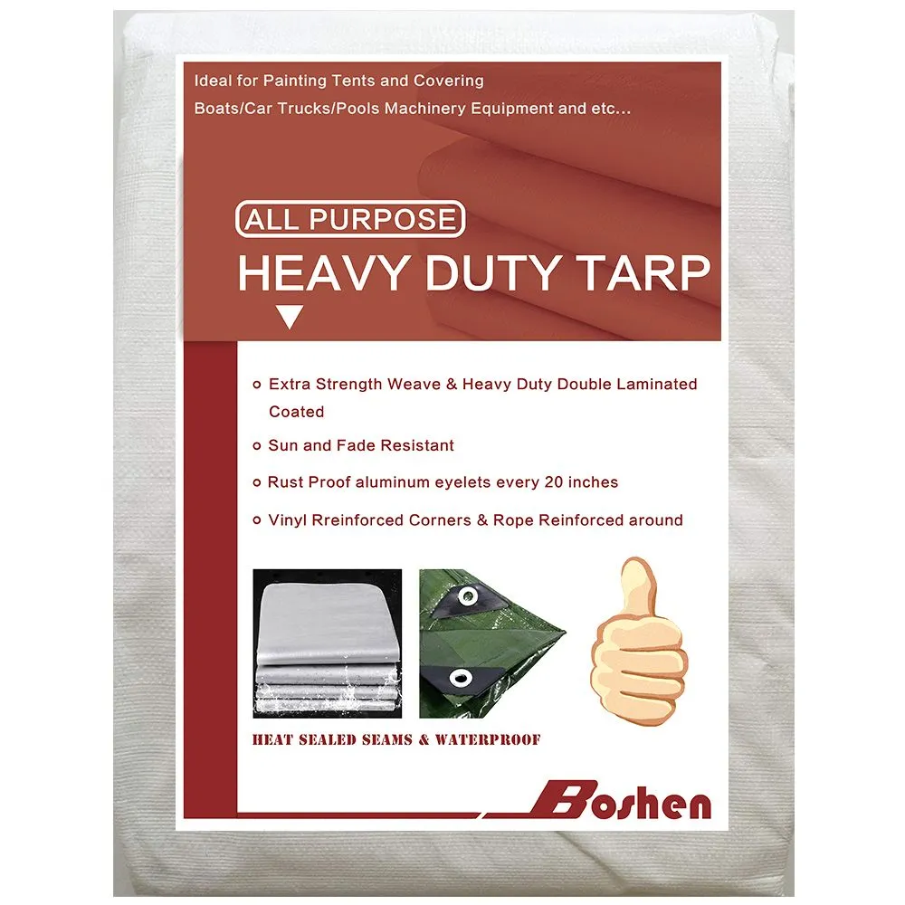 6 x 10ft White Waterproof Poly Tarp 12mil