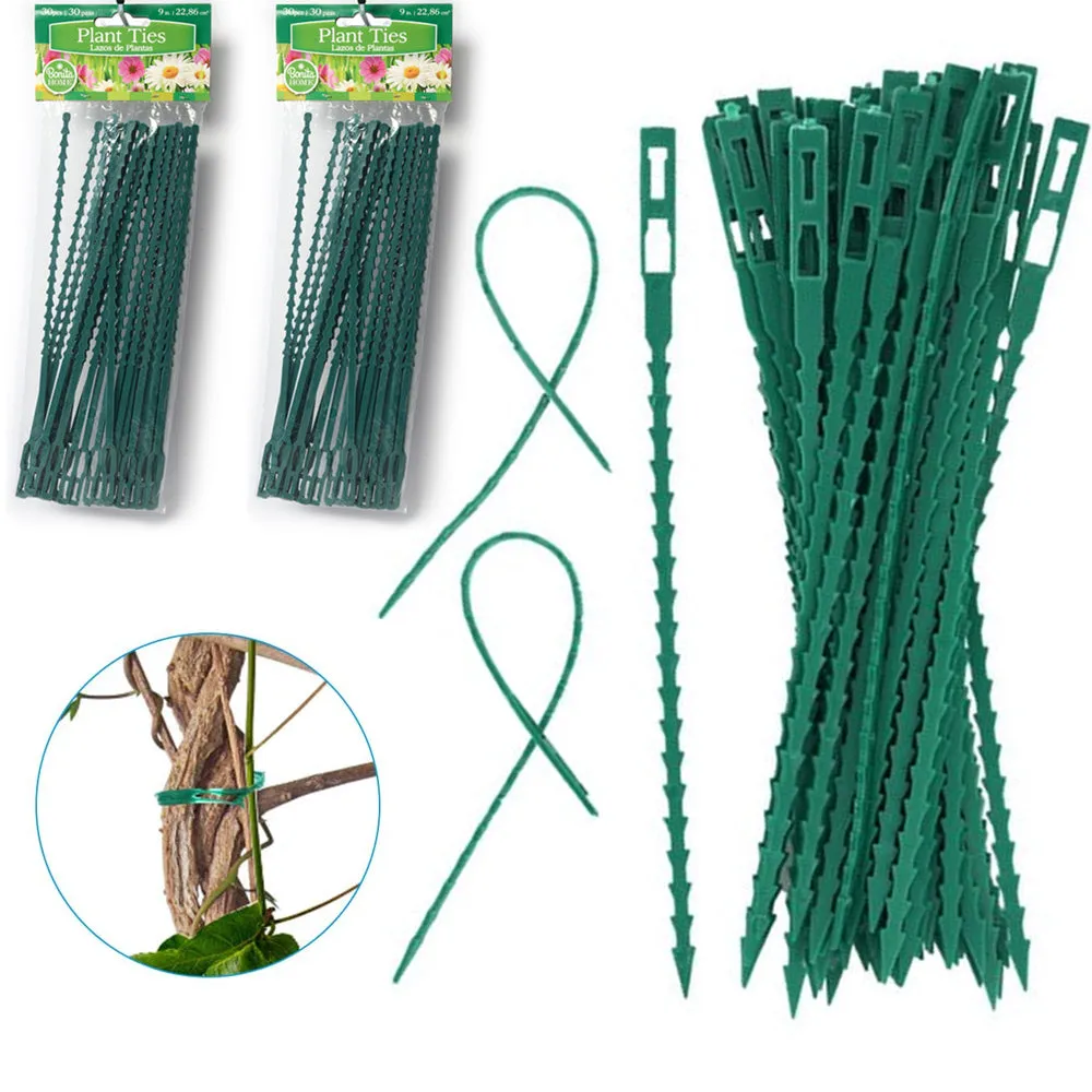 60 Adjustable Plastic Cable Tie Gardening Plant Twist Cord Flexible Locking Tool