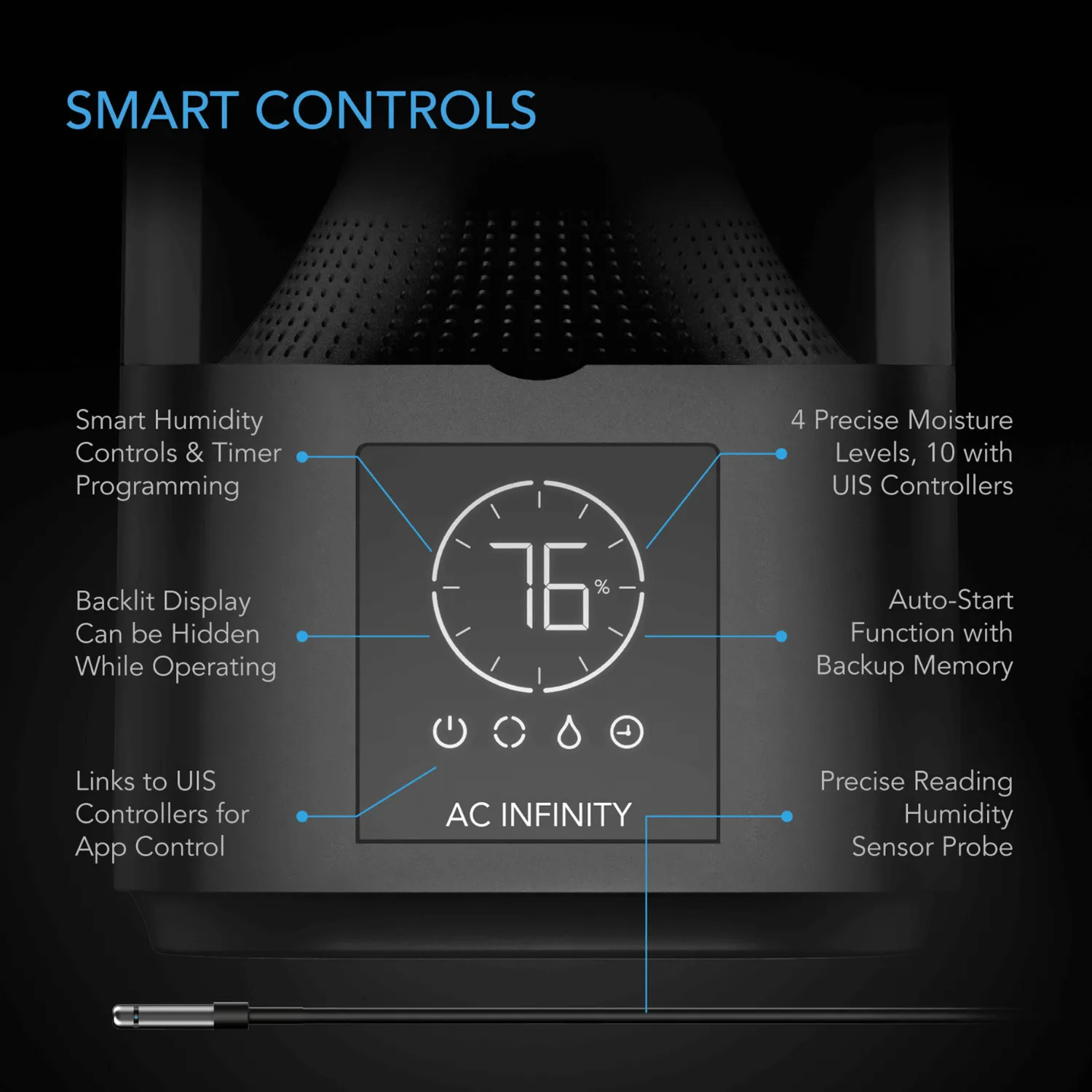 AC Infinity CLOUDFORGE T3, Environmental Plant Humidifier, 4.5L, Smart Controls, Targeted Vaporizing