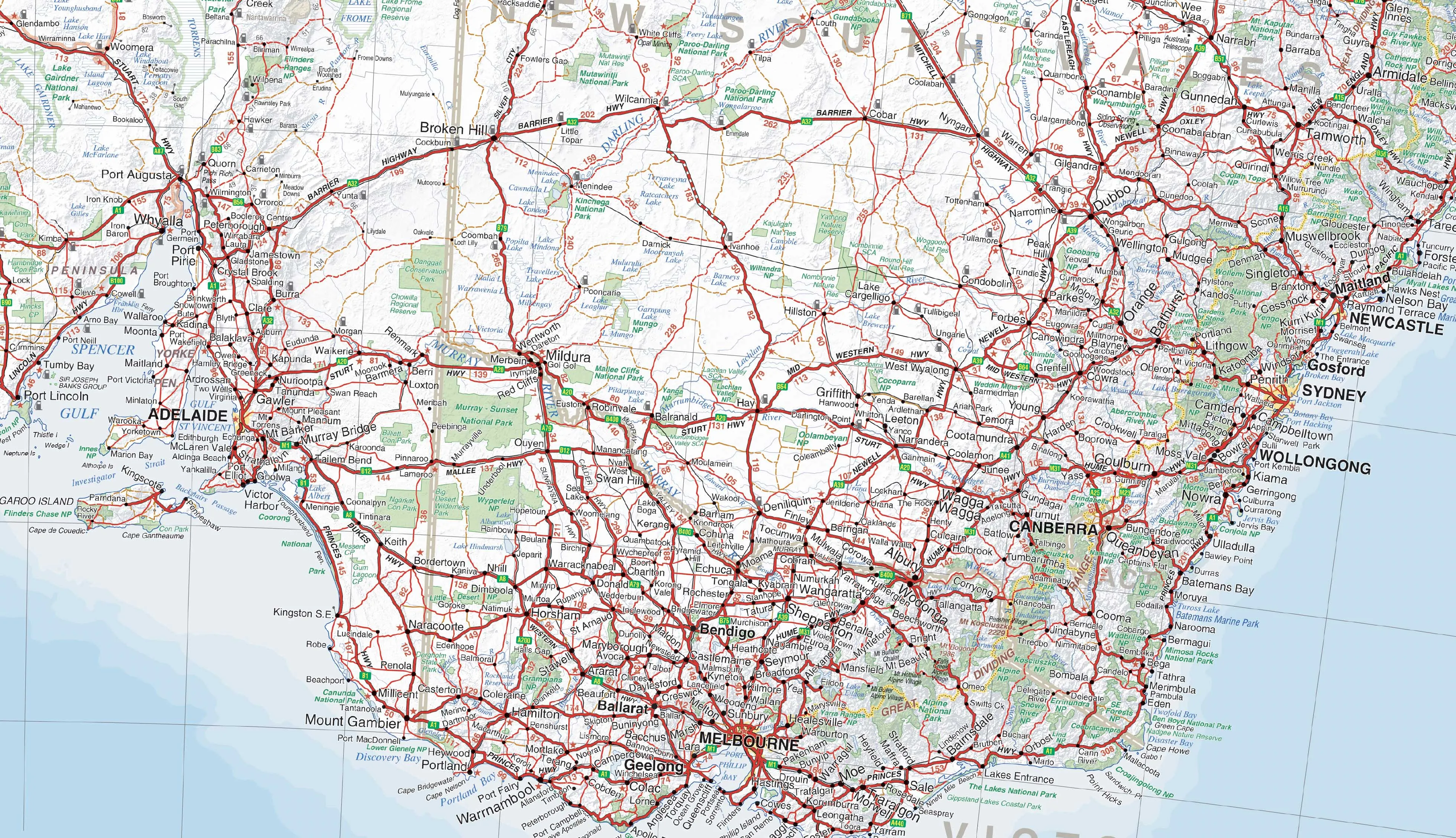 Australia Hema 1000 x 875mm Large Laminated Wall Maps with Hang Rails