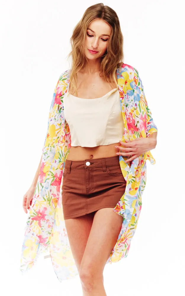 BAAP2521 Floral Pattern Cover Up Kimono