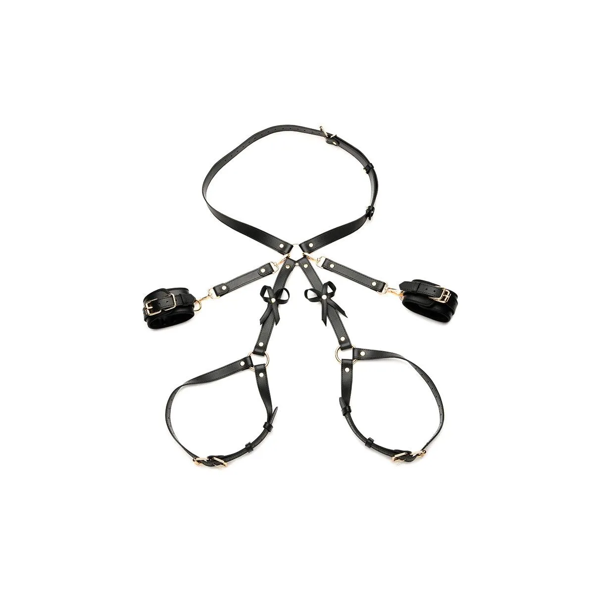 Bondage Harness with Bows - Black XL-2XL