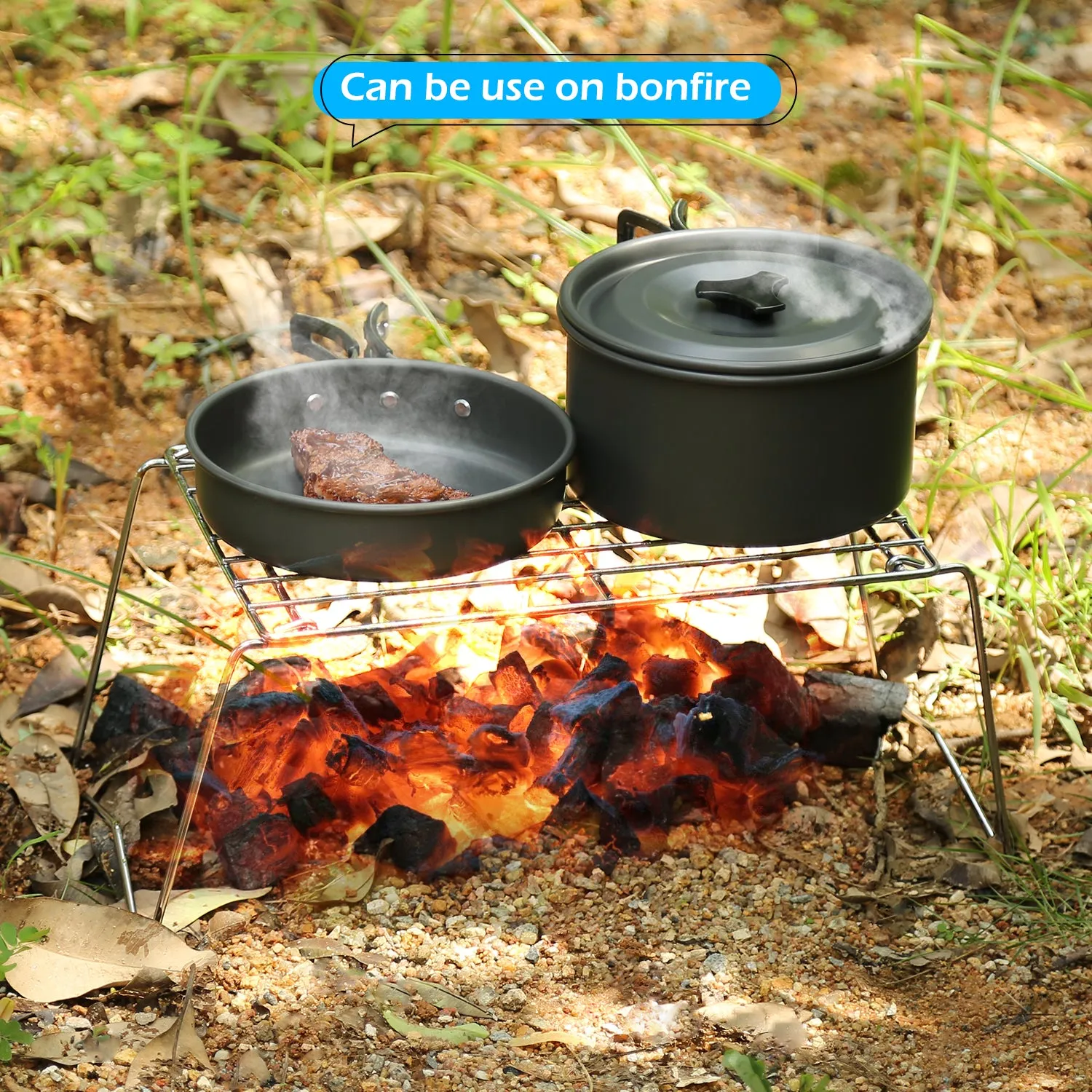Charcoal Grill Camp Grill Mini Grill Folding Campfire Grill Portable Grill Lightweight Steel Mesh Barbecue Grill Camping Grill for Outdoor Camping Cooking Hiking Tailgating Backpacking Party