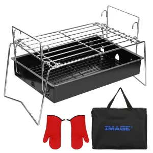 Charcoal Grill Camp Grill Mini Grill Folding Campfire Grill Portable Grill Lightweight Steel Mesh Barbecue Grill Camping Grill for Outdoor Camping Cooking Hiking Tailgating Backpacking Party