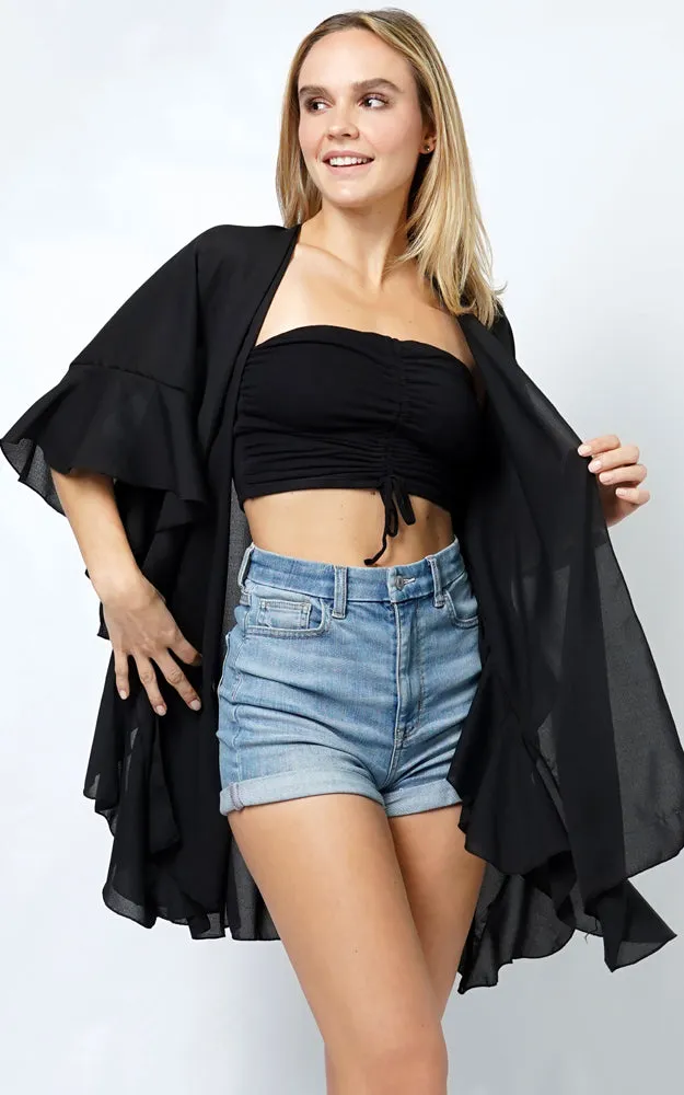 EVT11016 CHIFFON RUFFLE KIMONO
