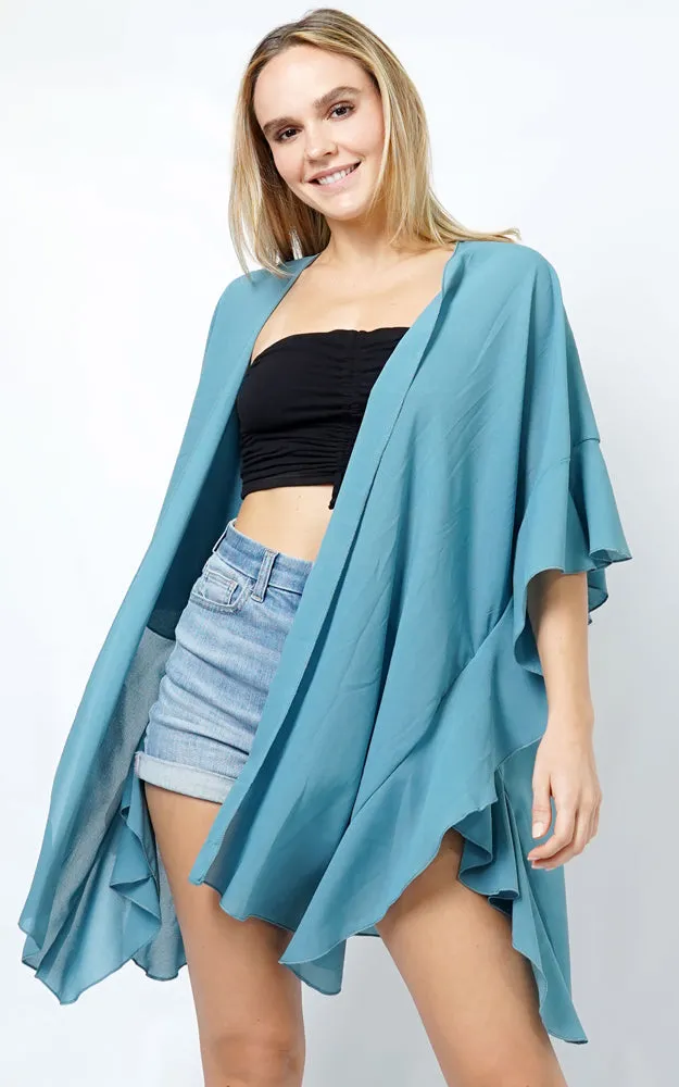 EVT11016 CHIFFON RUFFLE KIMONO
