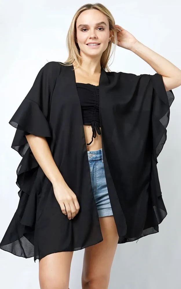 EVT11016 CHIFFON RUFFLE KIMONO