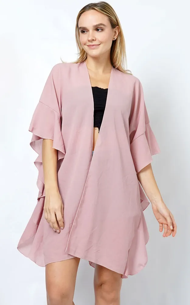 EVT11016 CHIFFON RUFFLE KIMONO