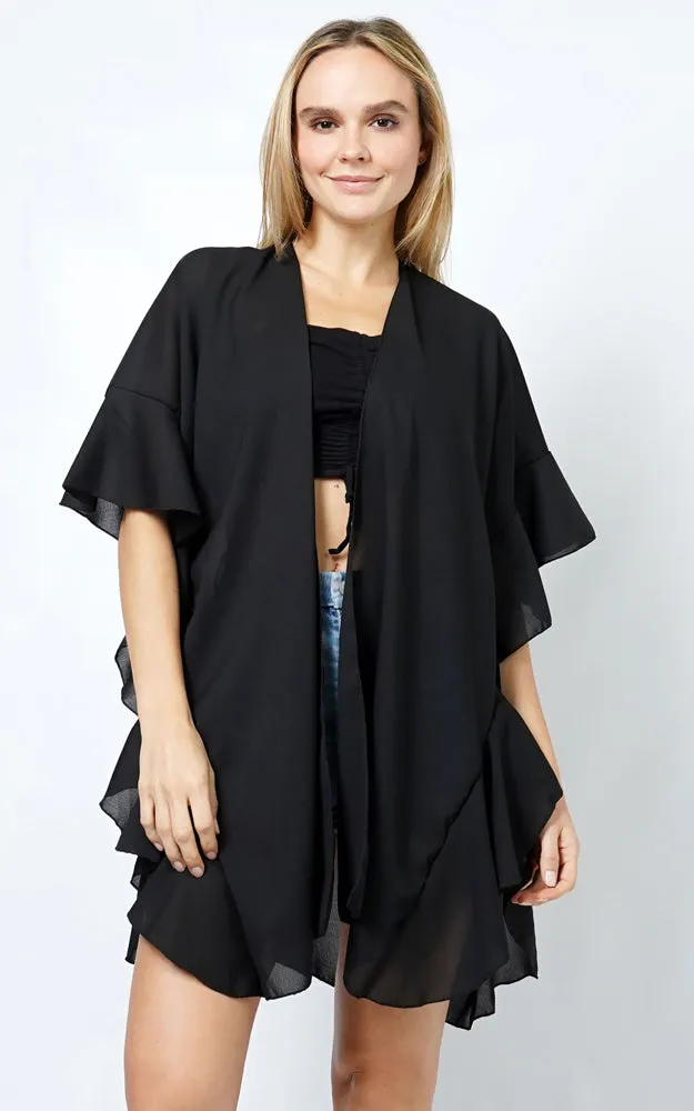 EVT11016 CHIFFON RUFFLE KIMONO