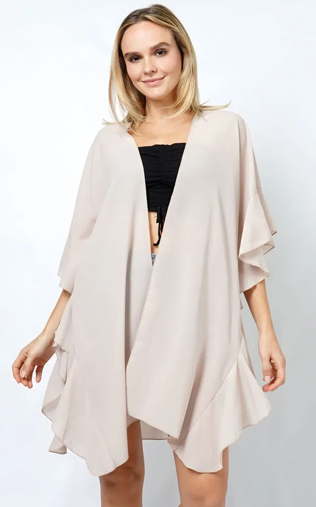EVT11016 CHIFFON RUFFLE KIMONO