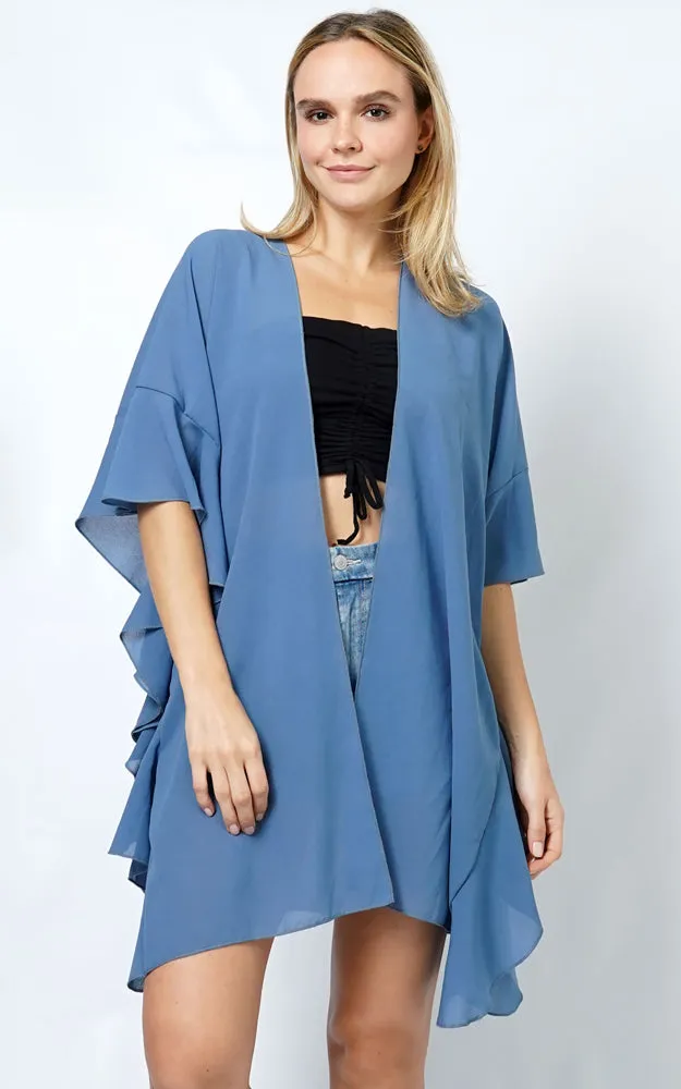 EVT11016 CHIFFON RUFFLE KIMONO