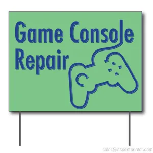 Game Console Repair Curbside Sign, 24"w x 18"h, Full Color Double Sided