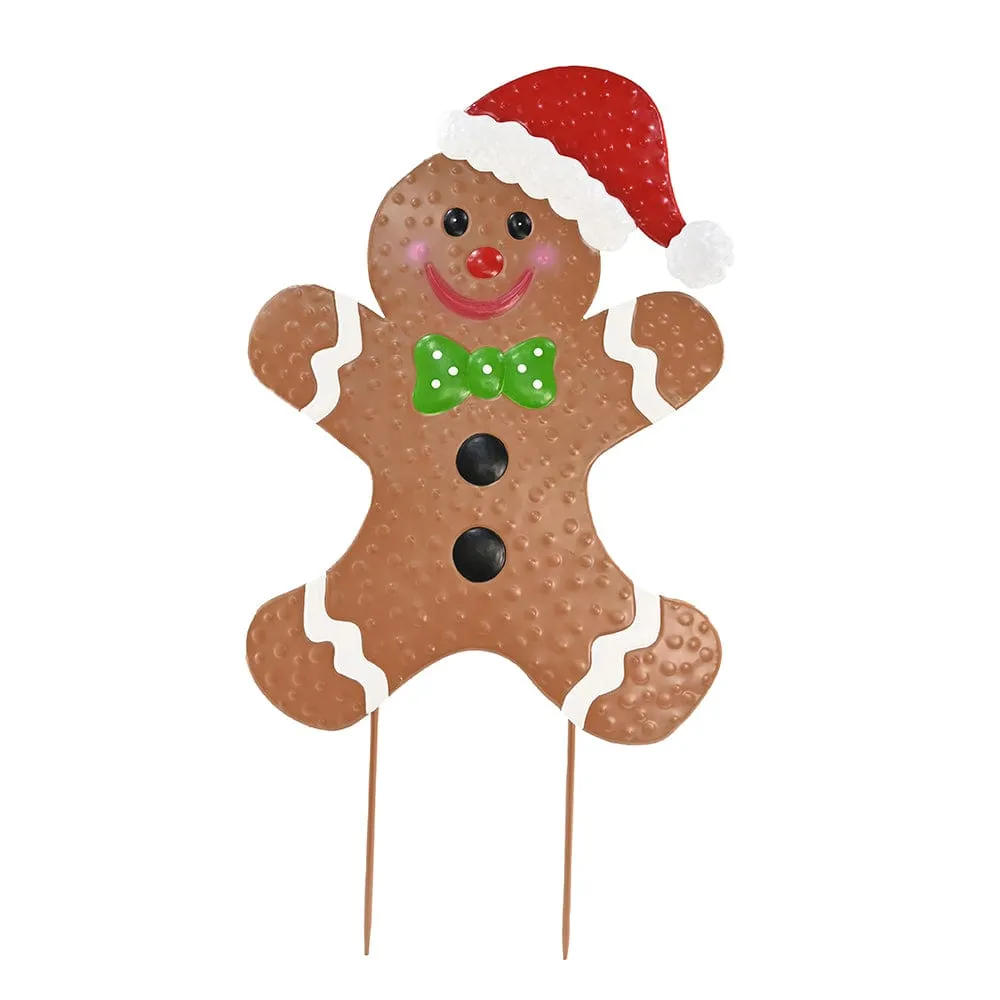 Gingerbead Man Metal Yard Stake Asst (90cm)