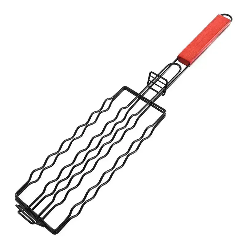 Grill Basket Stainless Steel BBQ Tool Grilling Accessories Barbecue Rack for Hot Dog Vegetable Meat Steak Shrimp Kabob Holder