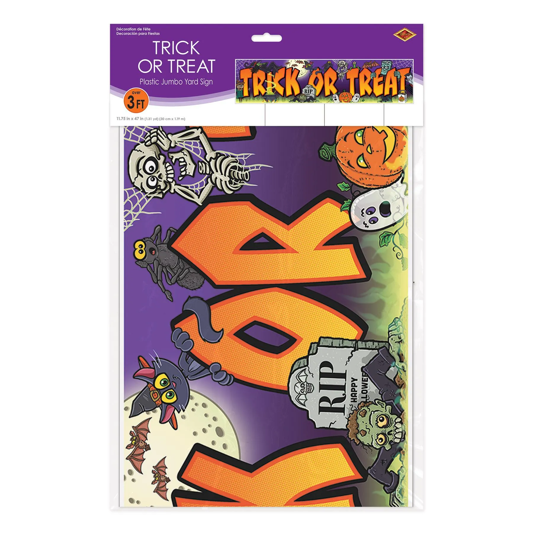 Halloween Plastic Jumbo Trick Or Treat Yard Sign