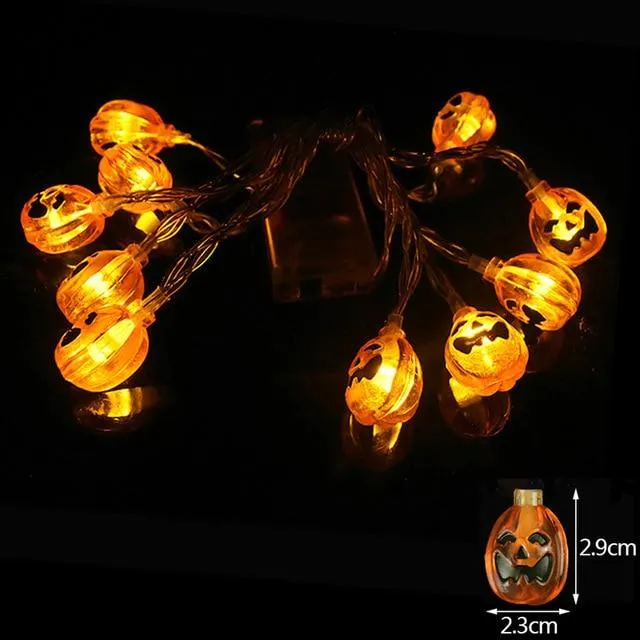 Halloween Pumpkin Spider Bat Skull String Lights Lamp