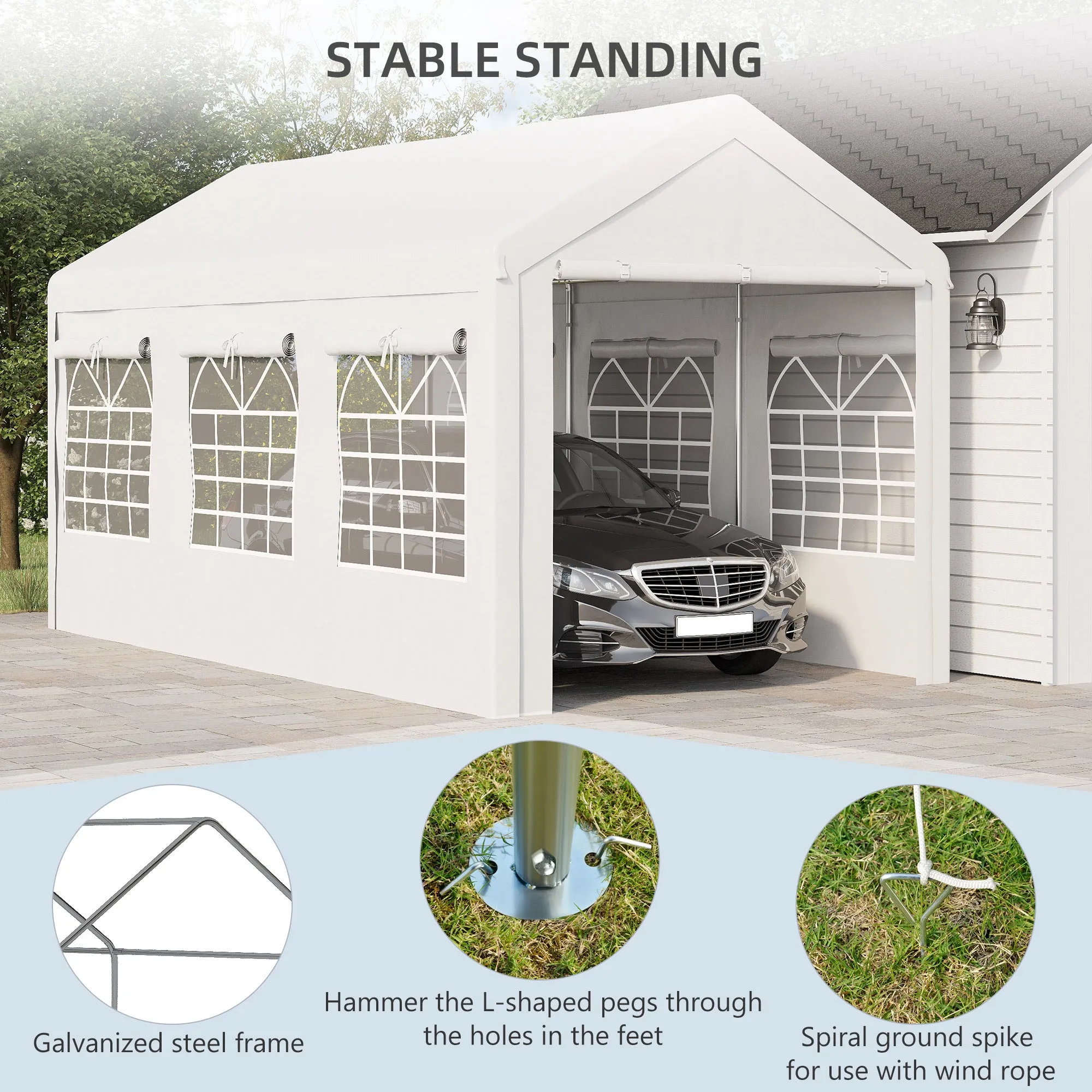 Henso 10 x 20 ft Party Tent and Carport - White
