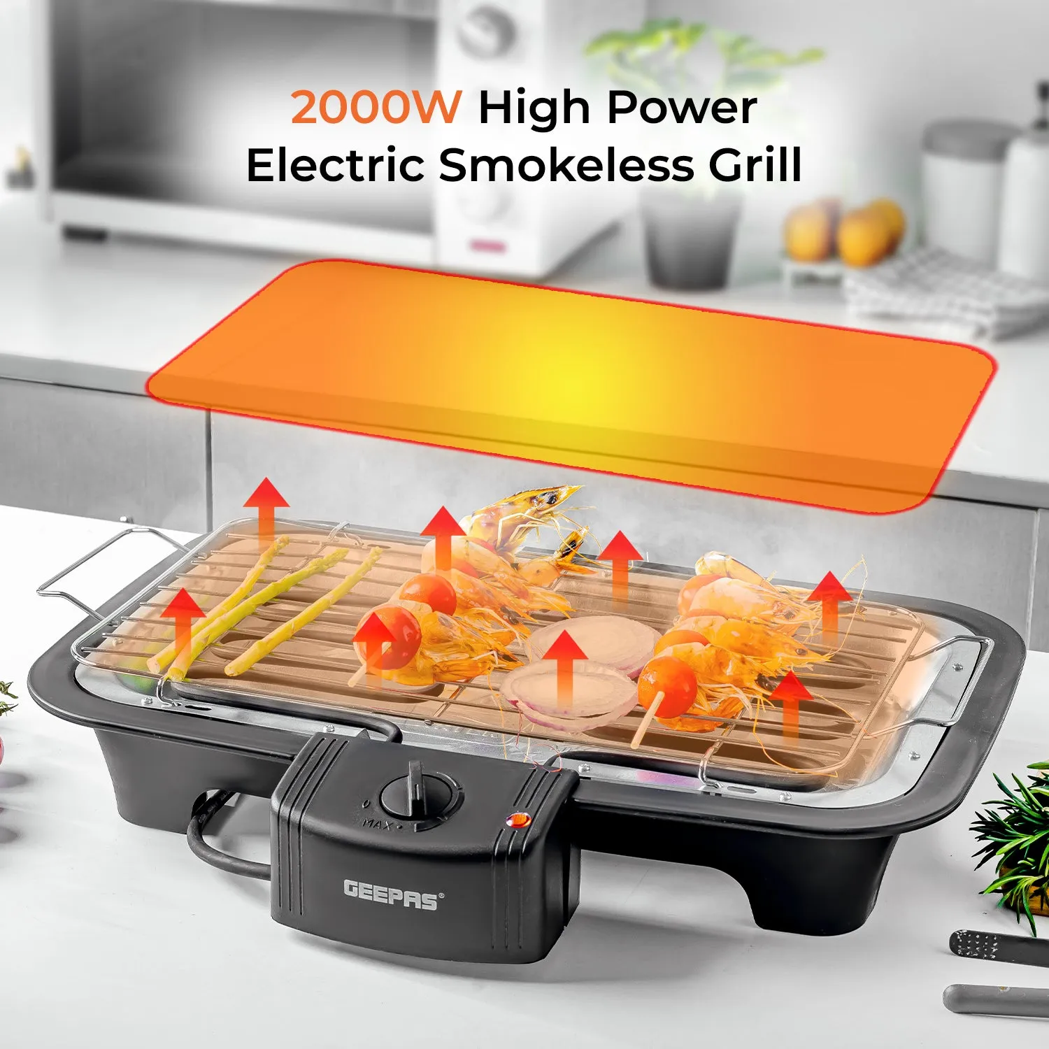 Indoor Smokeless Tabletop Electric Grill BBQ 2000W