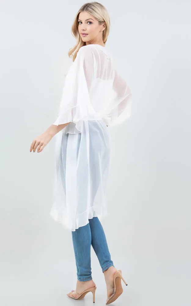 KP5509 CHIFFON RUFFLE KIMONO