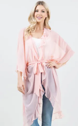 KP5509 CHIFFON RUFFLE KIMONO