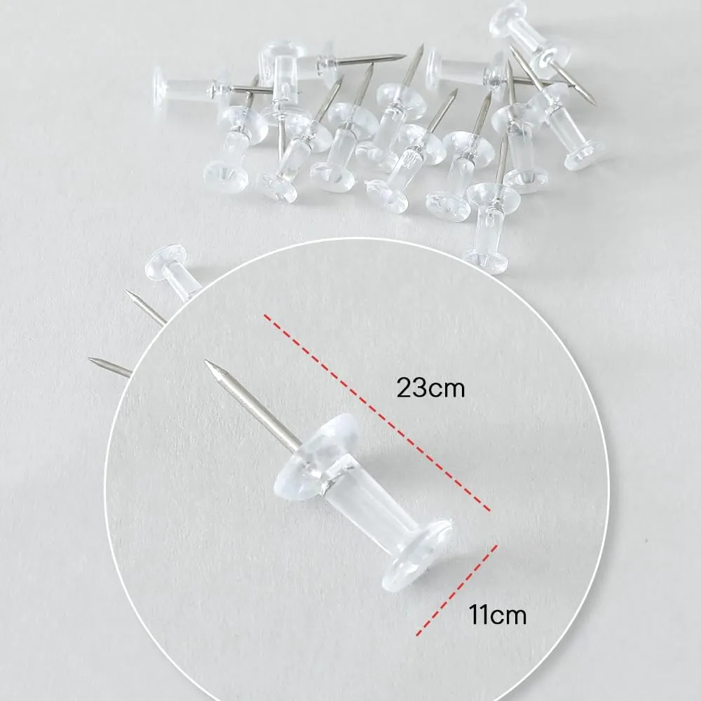 Kuber Industries Push Pins Tacks|Heavy-Duty Notice Board Pins|200" (Transparent) (Pack of 5)