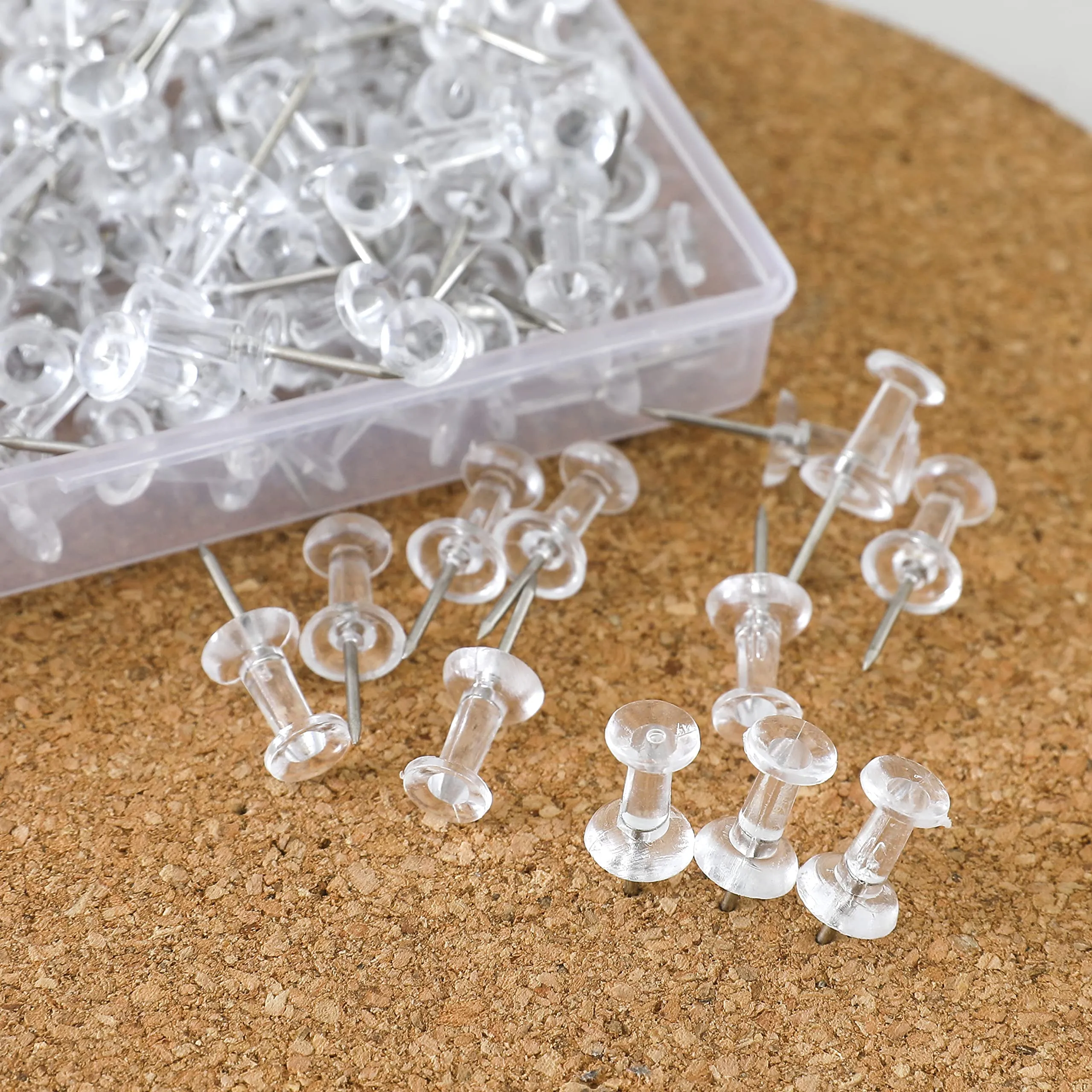 Kuber Industries Push Pins Tacks|Heavy-Duty Notice Board Pins|200" (Transparent)