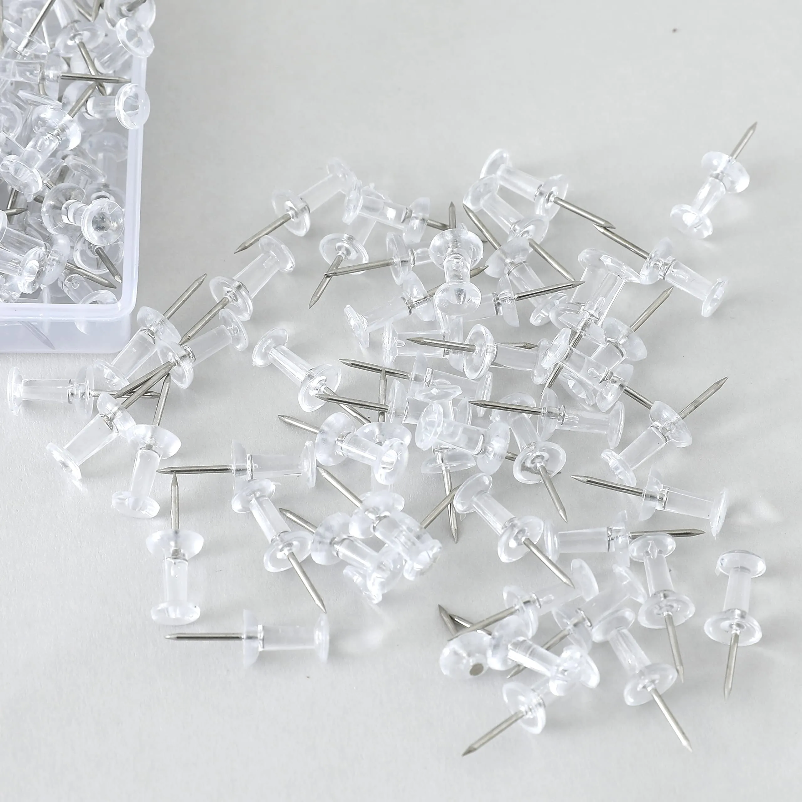 Kuber Industries Push Pins Tacks|Heavy-Duty Notice Board Pins|200" (Transparent)