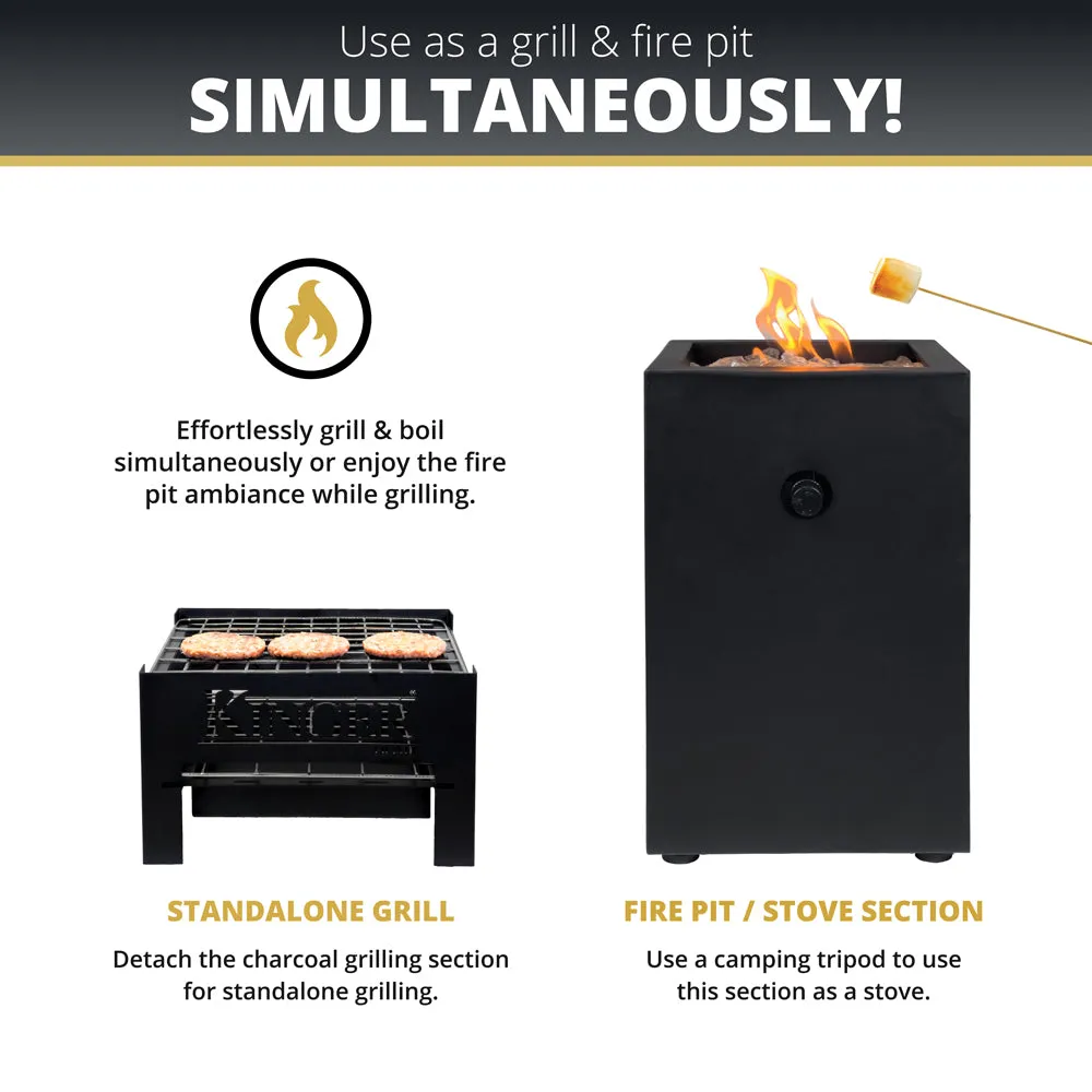 Leo 10" Outdoor Portable Fire Pit Grill and Stove for Patio or Travel