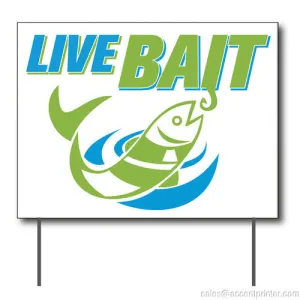 Live Bait Curbside Sign, 24"w x 18"h, Full Color Double Sided