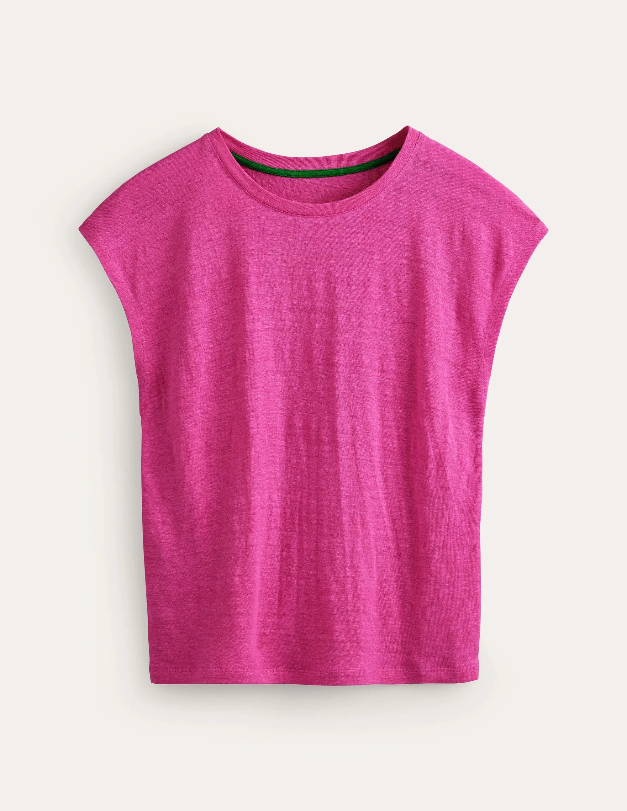 Louisa Crew Neck Linen T-shirt-Sangria Sunset
