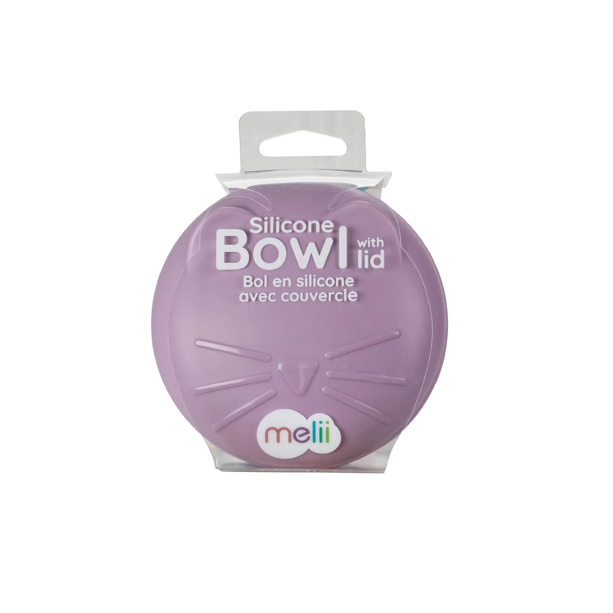 Melii Silicone Purple Cat Bowl with Lid 350 ml - Airtight, and Leakproof Food Storage for Babies, Toddlers, Kids - BPA Free, Microwave Safe, Perfect for On-the-Go Meals Snacks