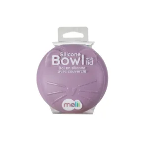 Melii Silicone Purple Cat Bowl with Lid 350 ml - Airtight, and Leakproof Food Storage for Babies, Toddlers, Kids - BPA Free, Microwave Safe, Perfect for On-the-Go Meals Snacks