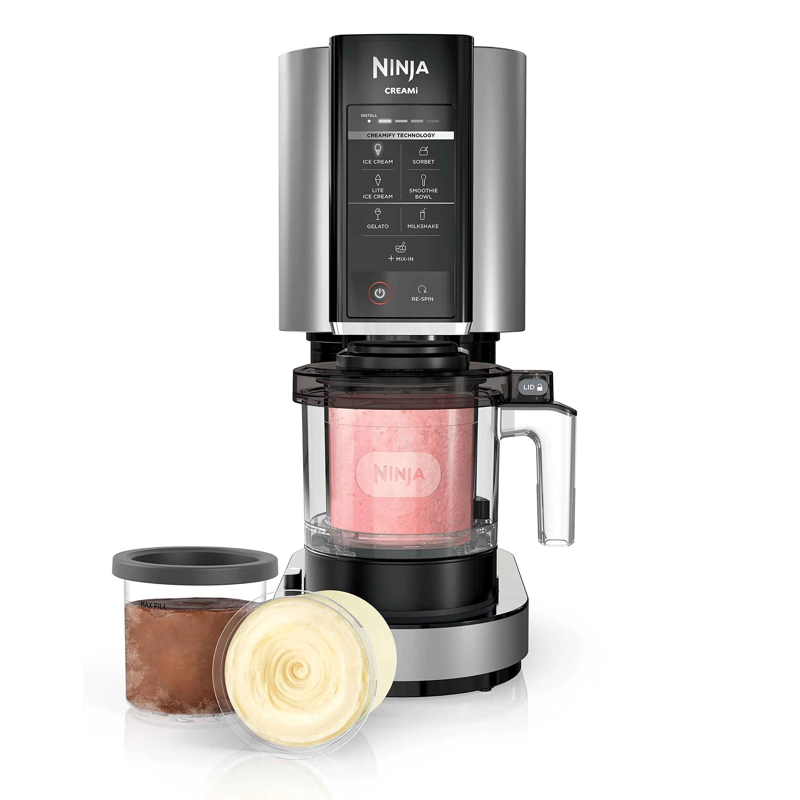 Ninja NC301C, CREAMi Ice Cream, Gelato, Milkshake, Sorbet, Smoothie Bowl, and Lite Ice Cream Maker, 7 One-Touch Programs 16oz