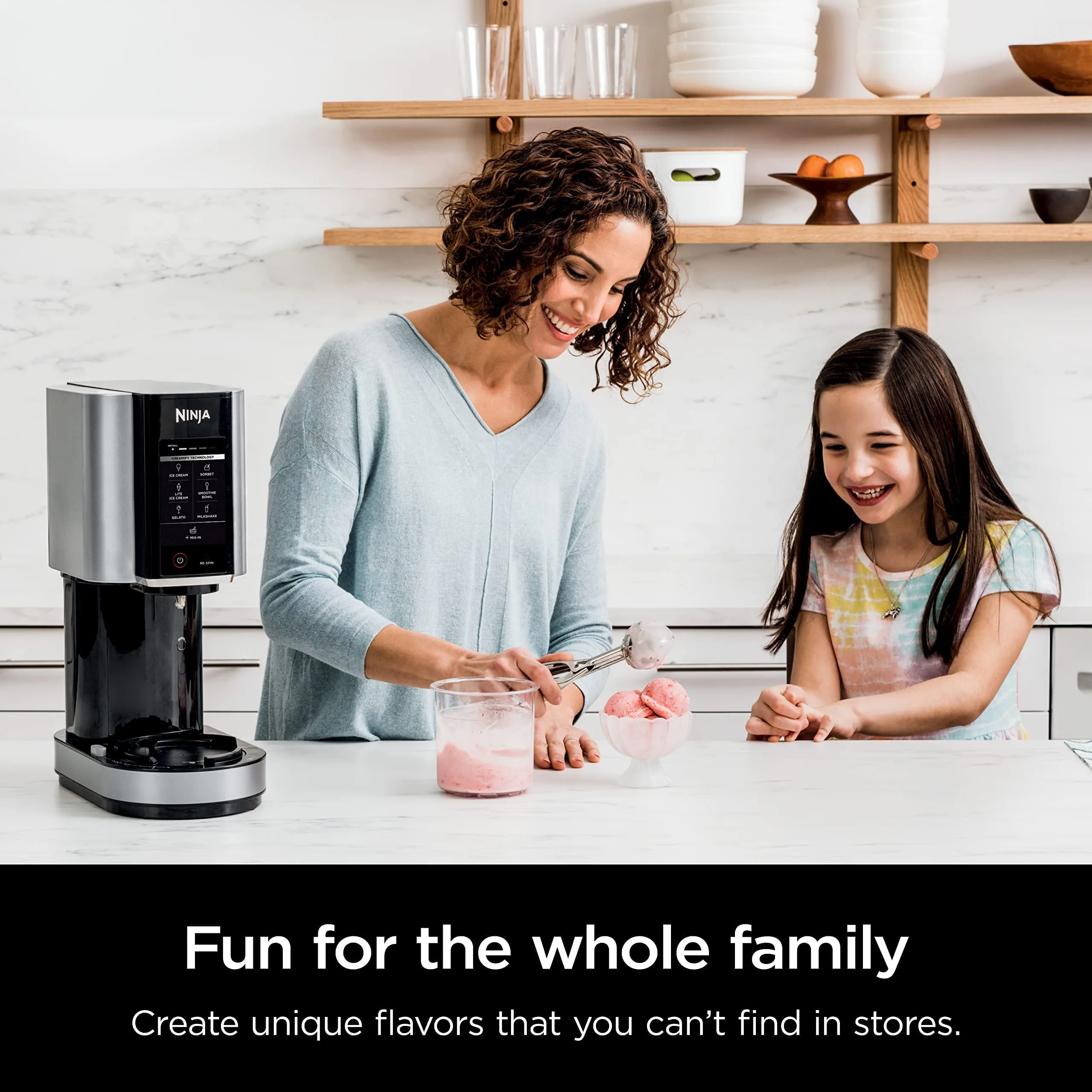 Ninja NC301C, CREAMi Ice Cream, Gelato, Milkshake, Sorbet, Smoothie Bowl, and Lite Ice Cream Maker, 7 One-Touch Programs 16oz