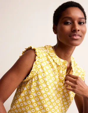 Olive Sleeveless Shirt-Passion Fruit, Blossom Tile