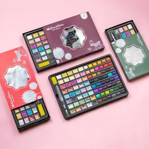 Pearlescent Solid Watercolor Paint Set – 24/36/48/88 Colors – Artist Portable Watercolor Kit